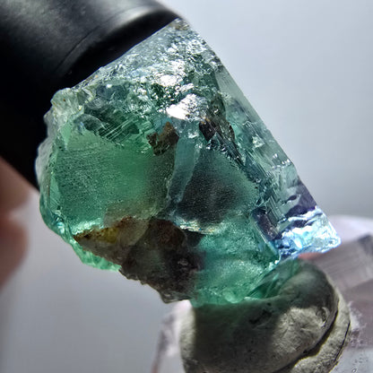 Rare spécimen de cube de fluorite fantôme, vert-violet, Okorusu, Namibie, 27*19*15mm #11846 