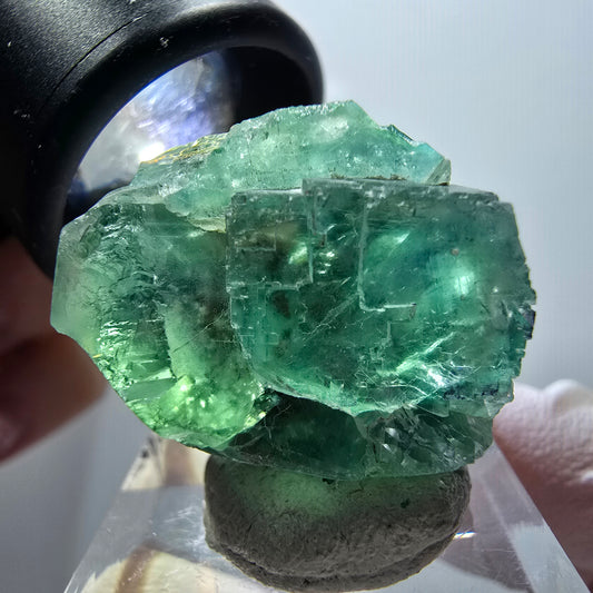 Rare phantom fluorite cube specimen, green-purple, Okorusu, Namibia, 26*21*18mm #11847 