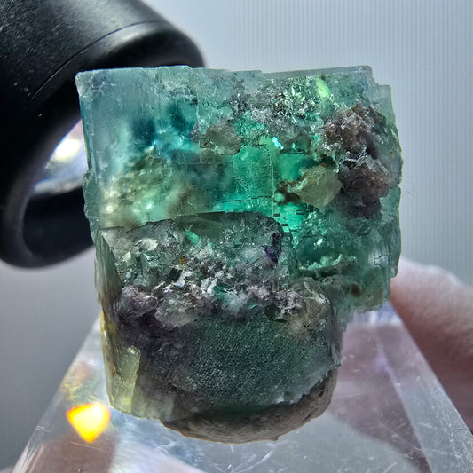 Clear phantom fluorite cube specimen, green tessellated Okorusu, Namibia 29*21*18mm #11848 