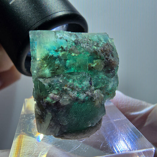 Clear phantom fluorite cube specimen, green tessellated Okorusu, Namibia 29*21*18mm #11848 
