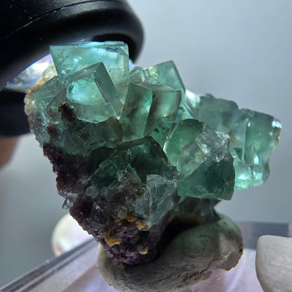 Rare spécimen de cube de fluorite fantôme, vert-violet, Okorusu, Namibie, 32*26*20mm #11850 