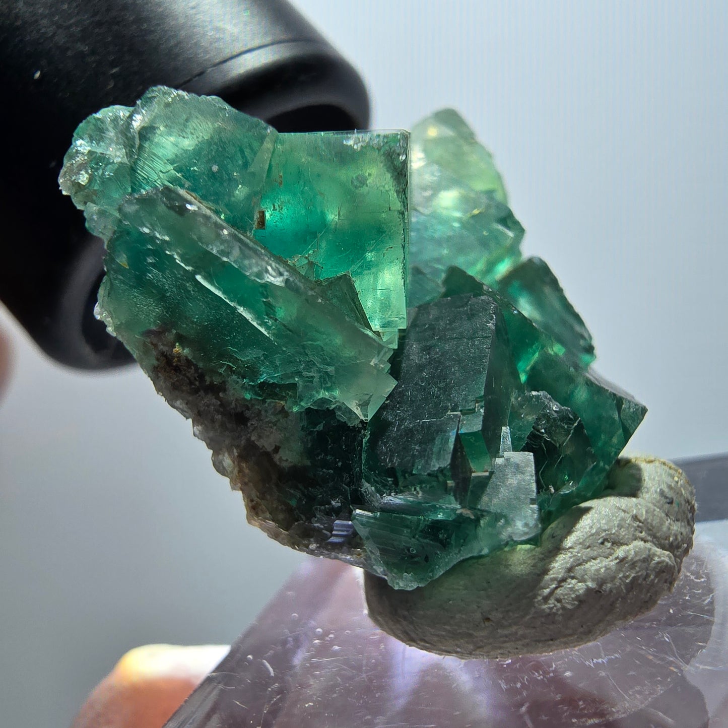 Spécimen cubique de fluorite fantôme transparente, Okorusu à parquet vert, Namibie 34*31*12mm #11851 