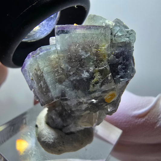Rare Phantom Fluorite Cube, Quartz Specimen Green Purple Okorusu Namibia 35*22*22mm #11853 