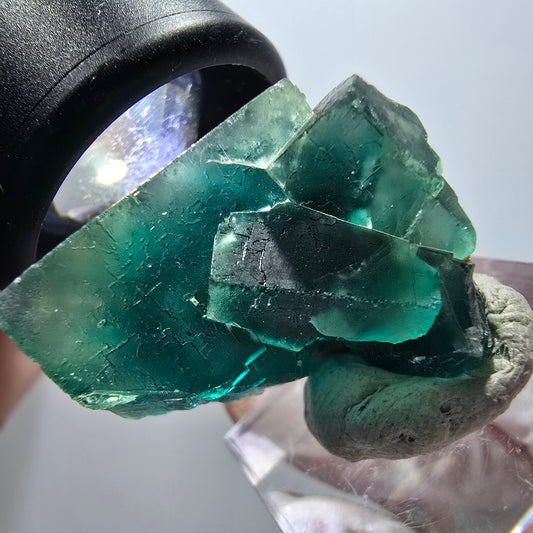 Clear phantom fluorite cube specimen, green tessellated Okorusu, Namibia 29*21*18mm #11854 
