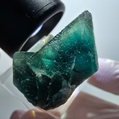 Spécimen cubique de fluorite fantôme transparente, Okorusu vert tessellé, Namibie 29*21*18mm #11854 