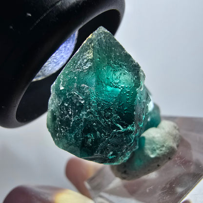 Spécimen cubique de fluorite fantôme transparente, Okorusu vert tessellé, Namibie 29*21*18mm #11854 