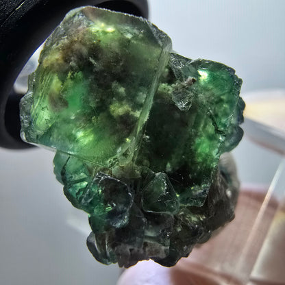 Spécimen cubique de fluorite fantôme très clair, vert Okorusu, Namibie 29*21*17mm #11856 
