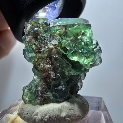 Spécimen cubique de fluorite fantôme très clair, vert Okorusu, Namibie 29*21*17mm #11856 