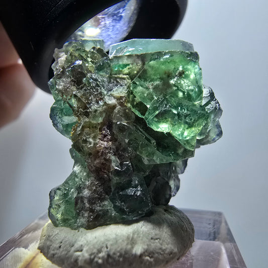Very clear phantom fluorite cube specimen, green Okorusu, Namibia 29*21*17mm #11856 