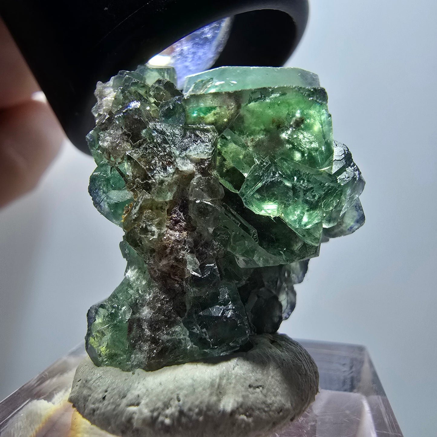 Spécimen cubique de fluorite fantôme très clair, vert Okorusu, Namibie 29*21*17mm #11856 