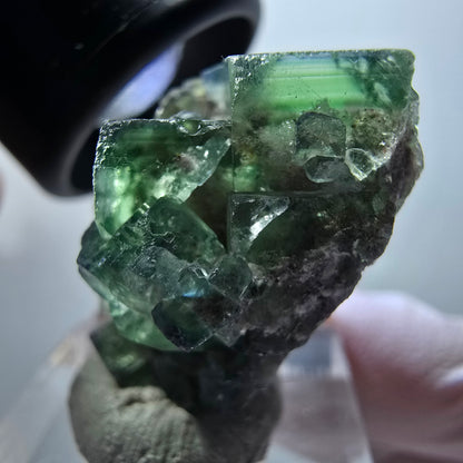 Spécimen cubique de fluorite fantôme très clair, vert Okorusu, Namibie 29*21*17mm #11856 