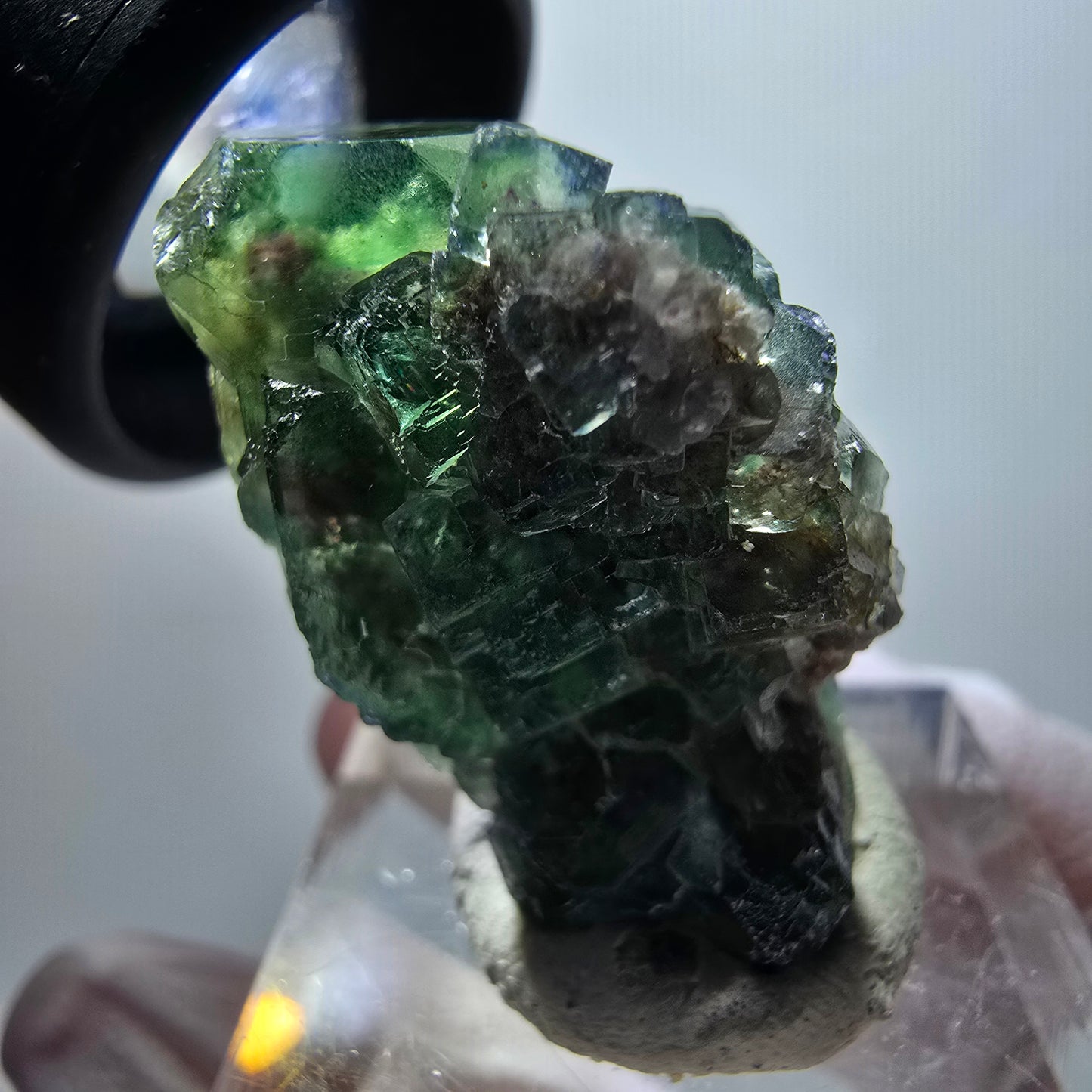 Spécimen cubique de fluorite fantôme très clair, vert Okorusu, Namibie 29*21*17mm #11856 