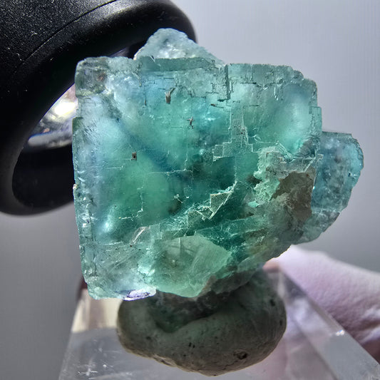 Clear phantom fluorite cube specimen, green parqueted Okorusu, Namibia 31*25*15mm #11858 