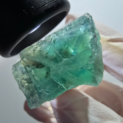 Spécimen cubique de fluorite fantôme transparente, Okorusu à carreaux verts, Namibie 31*25*15mm #11858 