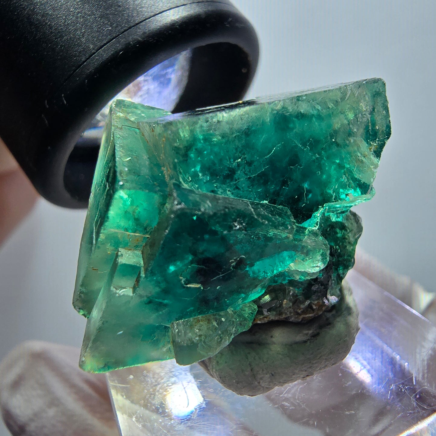 Spécimen cubique de fluorite fantôme très clair, vert Okorusu, Namibie 26*25*19mm #11861 