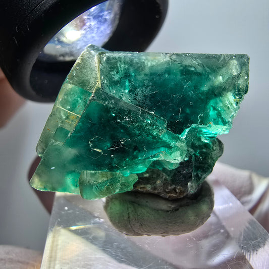 Very clear phantom fluorite cube specimen, green Okorusu, Namibia 26*25*19mm #11861 
