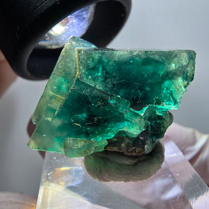 Spécimen cubique de fluorite fantôme très clair, vert Okorusu, Namibie 26*25*19mm #11861 