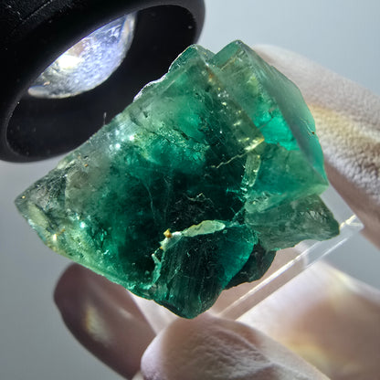 Spécimen cubique de fluorite fantôme très clair, vert Okorusu, Namibie 26*25*19mm #11861 