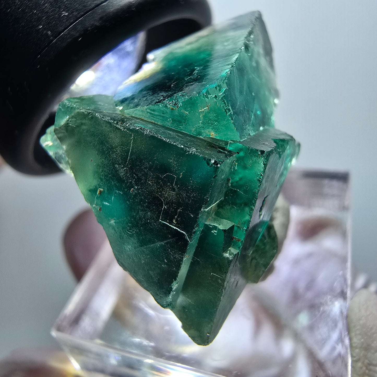 Spécimen cubique de fluorite fantôme très clair, vert Okorusu, Namibie 26*25*19mm #11861 