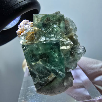 Very clear phantom fluorite cube specimen, green Okorusu, Namibia 30*25*17mm #11862 