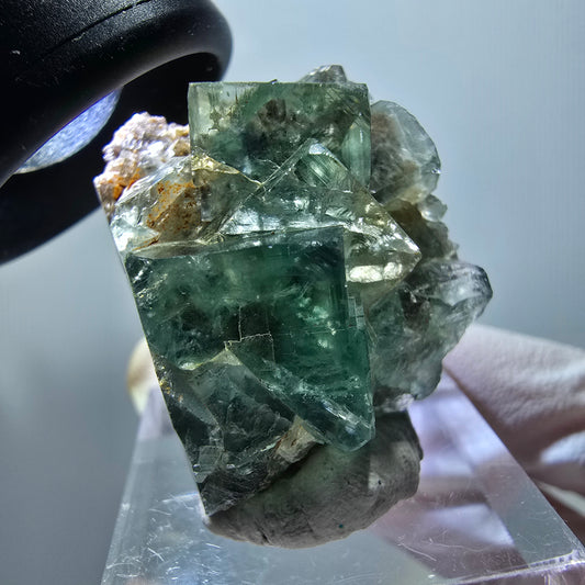 Very clear phantom fluorite cube specimen, green Okorusu, Namibia 30*25*17mm #11862 