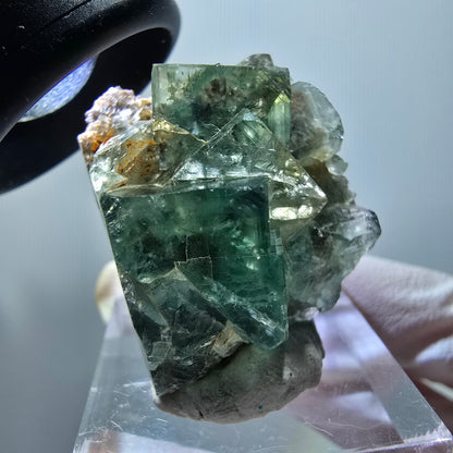 Very clear phantom fluorite cube specimen, green Okorusu, Namibia 30*25*17mm #11862 