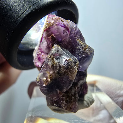 Rare spécimen cubique de fluorite fantôme, violet-bleu, Okorusu, Namibie, 29*24*18 mm #11865 