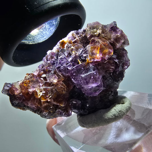 Rare phantom fluorite cube specimen, yellow-purple, Okorusu, Namibia, 39*25*17mm #11866 