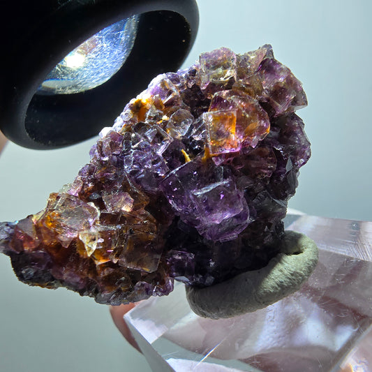 Rare phantom fluorite cube specimen, yellow-purple, Okorusu, Namibia, 39*25*17mm #11866 
