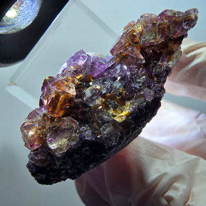 Rare phantom fluorite cube specimen, yellow-purple, Okorusu, Namibia, 39*25*17mm #11866 