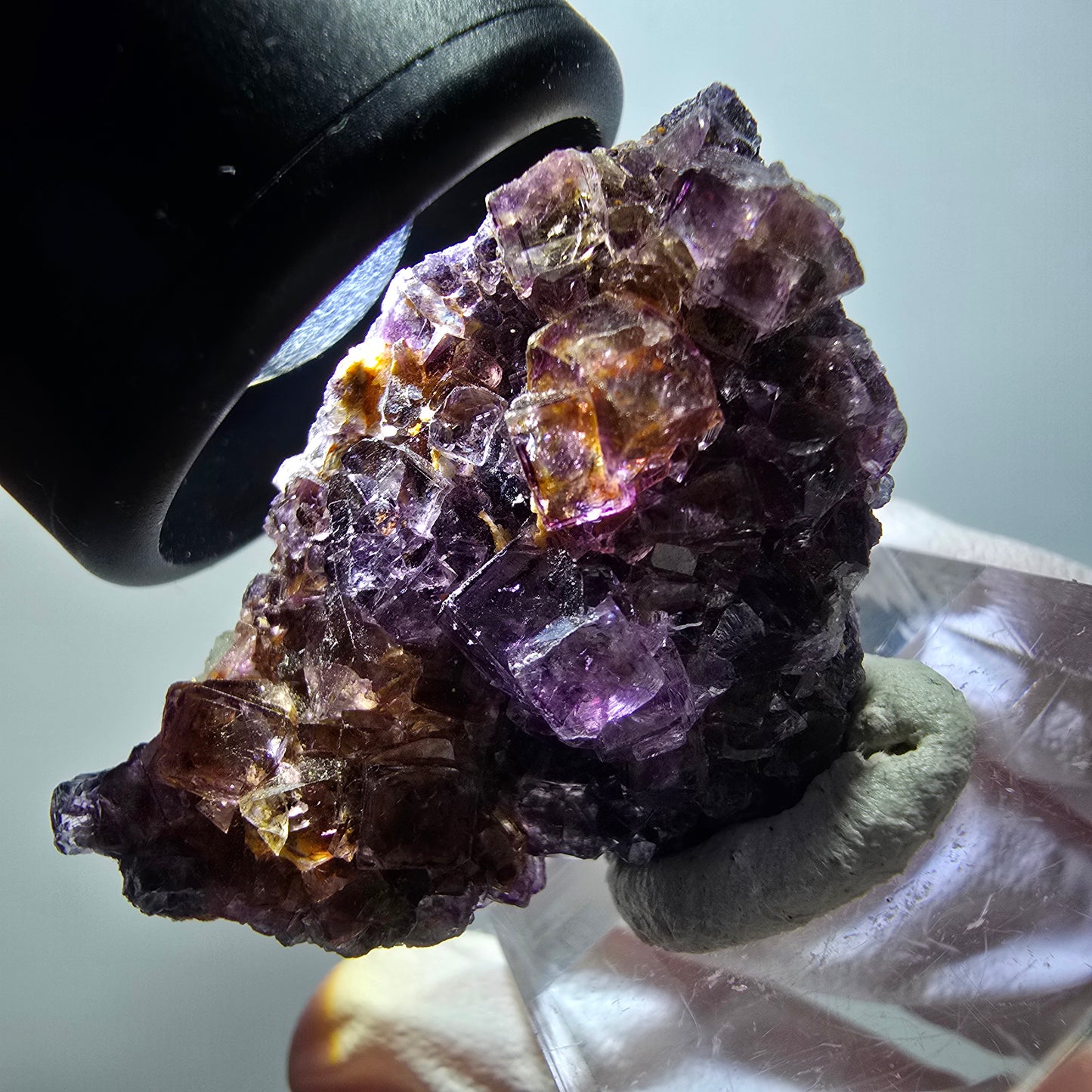 Rare phantom fluorite cube specimen, yellow-purple, Okorusu, Namibia, 39*25*17mm #11866 