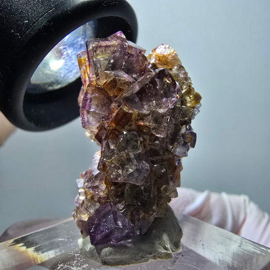 Rare phantom fluorite cube specimen, green-purple, Okorusu, Namibia, 33*19*19mm #11867 