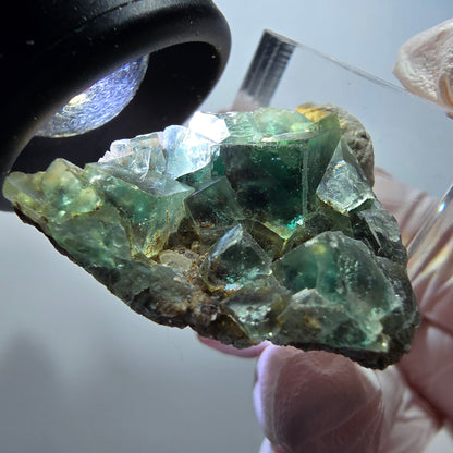 Rare phantom fluorite cube specimen, green, Okorusu, Namibia, 33*29*13mm #11868 