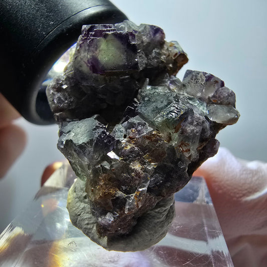 Rare phantom fluorite cube specimen, green-purple, Okorusu, Namibia, 37*27*21mm #11870 