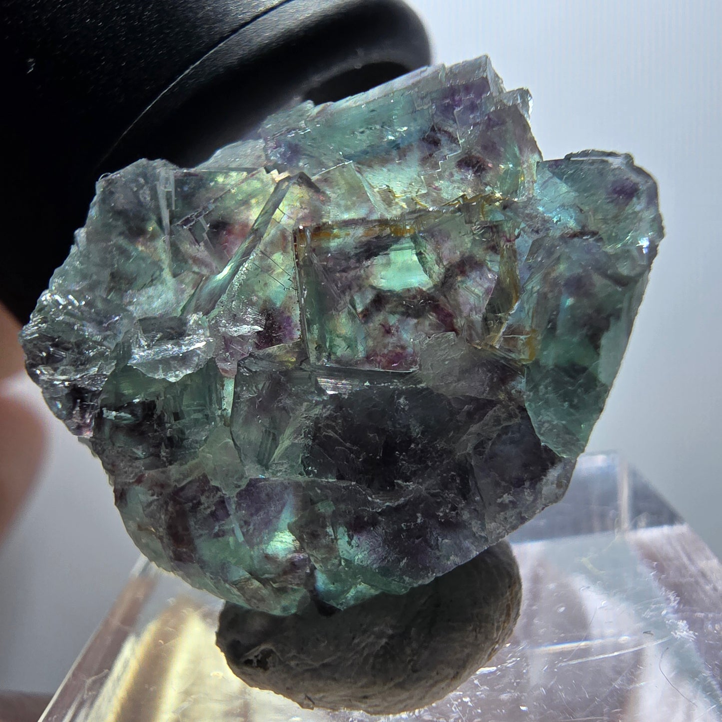Rare phantom fluorite cube specimen, green-purple, Okorusu, Namibia, 23*22*9mm #11872 