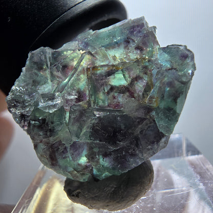 Rare phantom fluorite cube specimen, green-purple, Okorusu, Namibia, 23*22*9mm #11872 