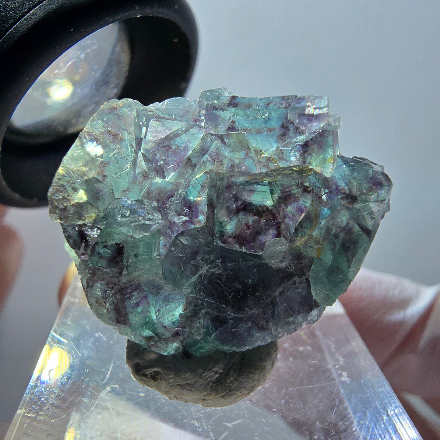 Rare phantom fluorite cube specimen, green-purple, Okorusu, Namibia, 23*22*9mm #11872 