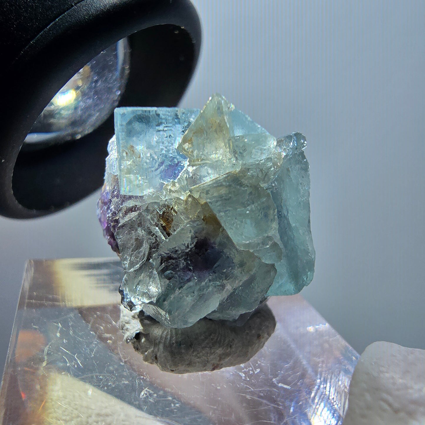 Rare spécimen de cube de fluorite fantôme, vert-violet, Okorusu, Namibie, 20*16*16 mm #11874 