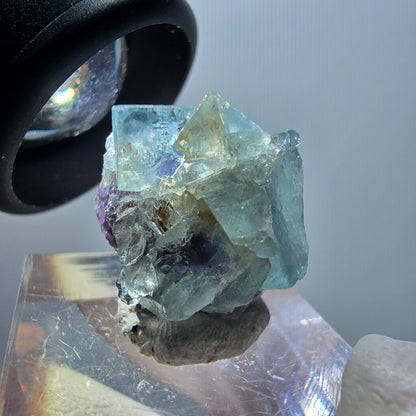 Rare spécimen de cube de fluorite fantôme, vert-violet, Okorusu, Namibie, 20*16*16 mm #11874 