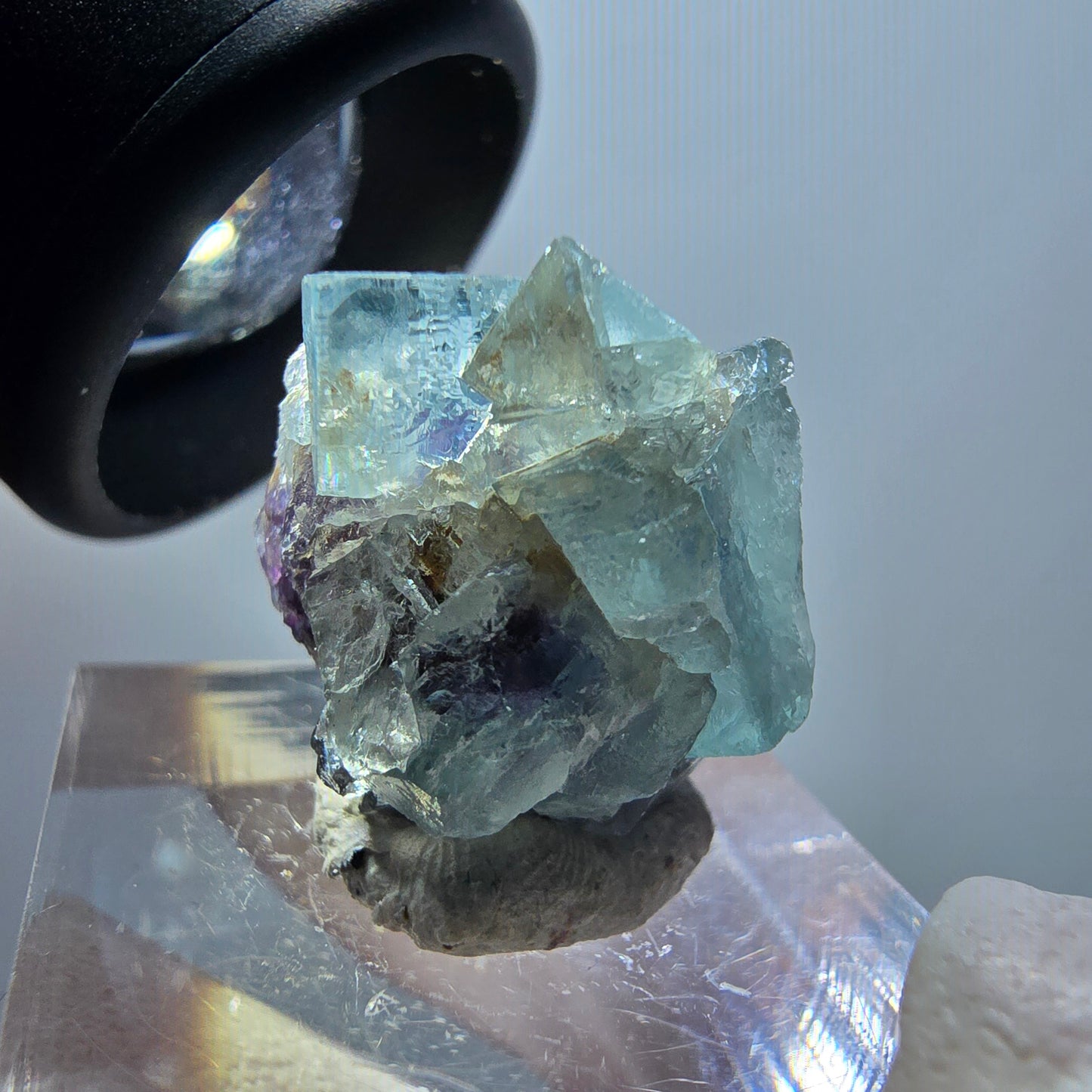 Rare spécimen de cube de fluorite fantôme, vert-violet, Okorusu, Namibie, 20*16*16 mm #11874 