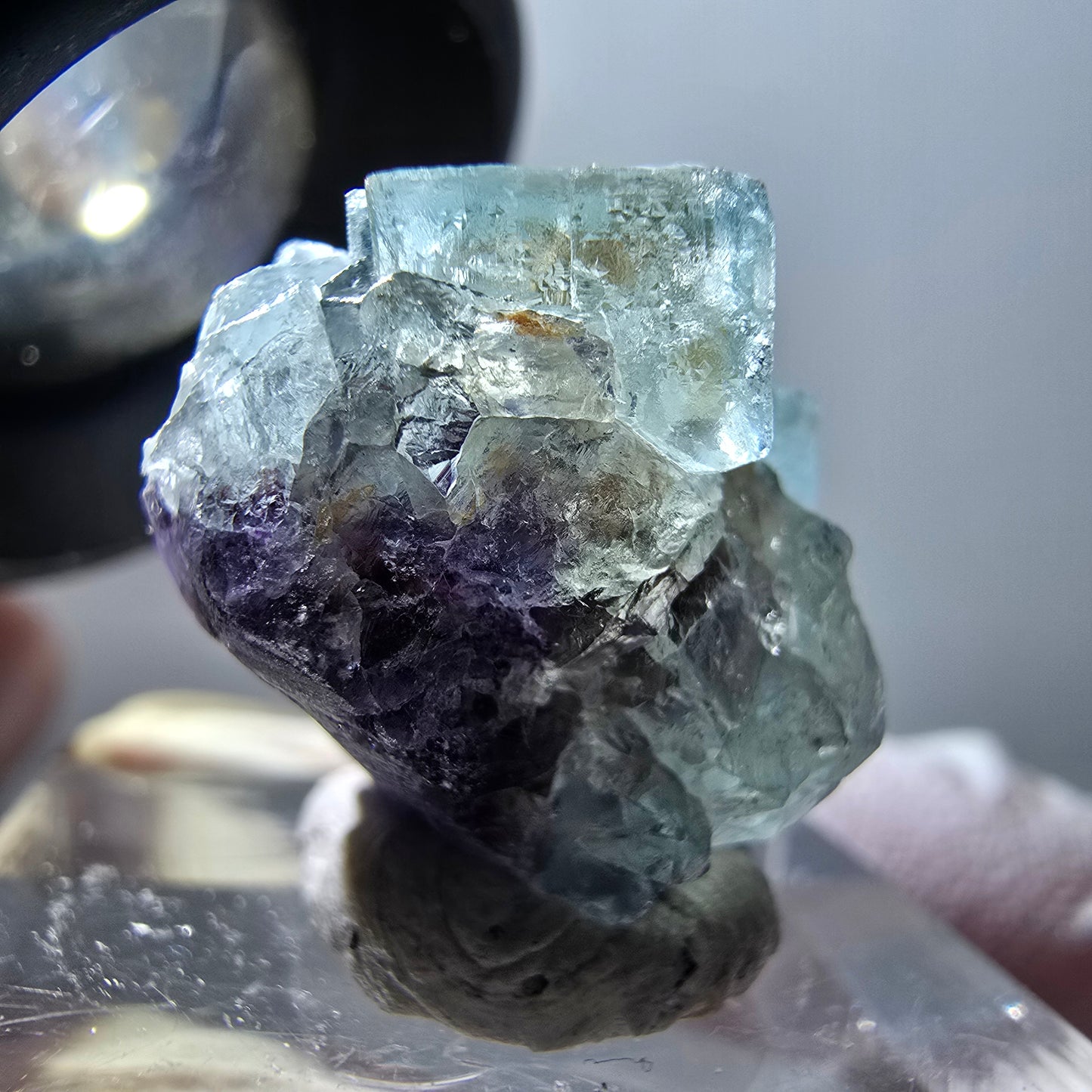 Rare spécimen de cube de fluorite fantôme, vert-violet, Okorusu, Namibie, 20*16*16 mm #11874 