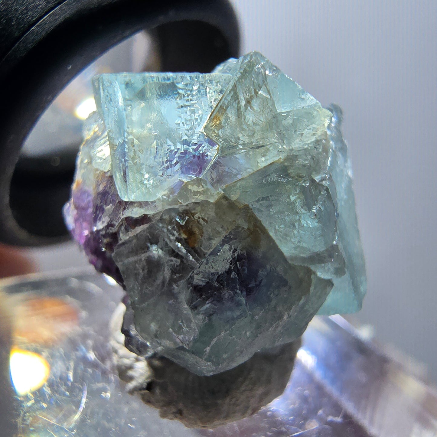 Rare spécimen de cube de fluorite fantôme, vert-violet, Okorusu, Namibie, 20*16*16 mm #11874 