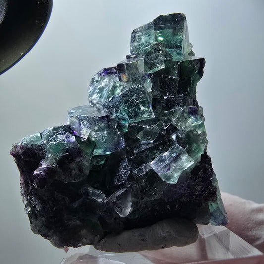 Rare phantom fluorite cube specimen, green-purple, Okorusu, Namibia, 49*42*31mm #11878 