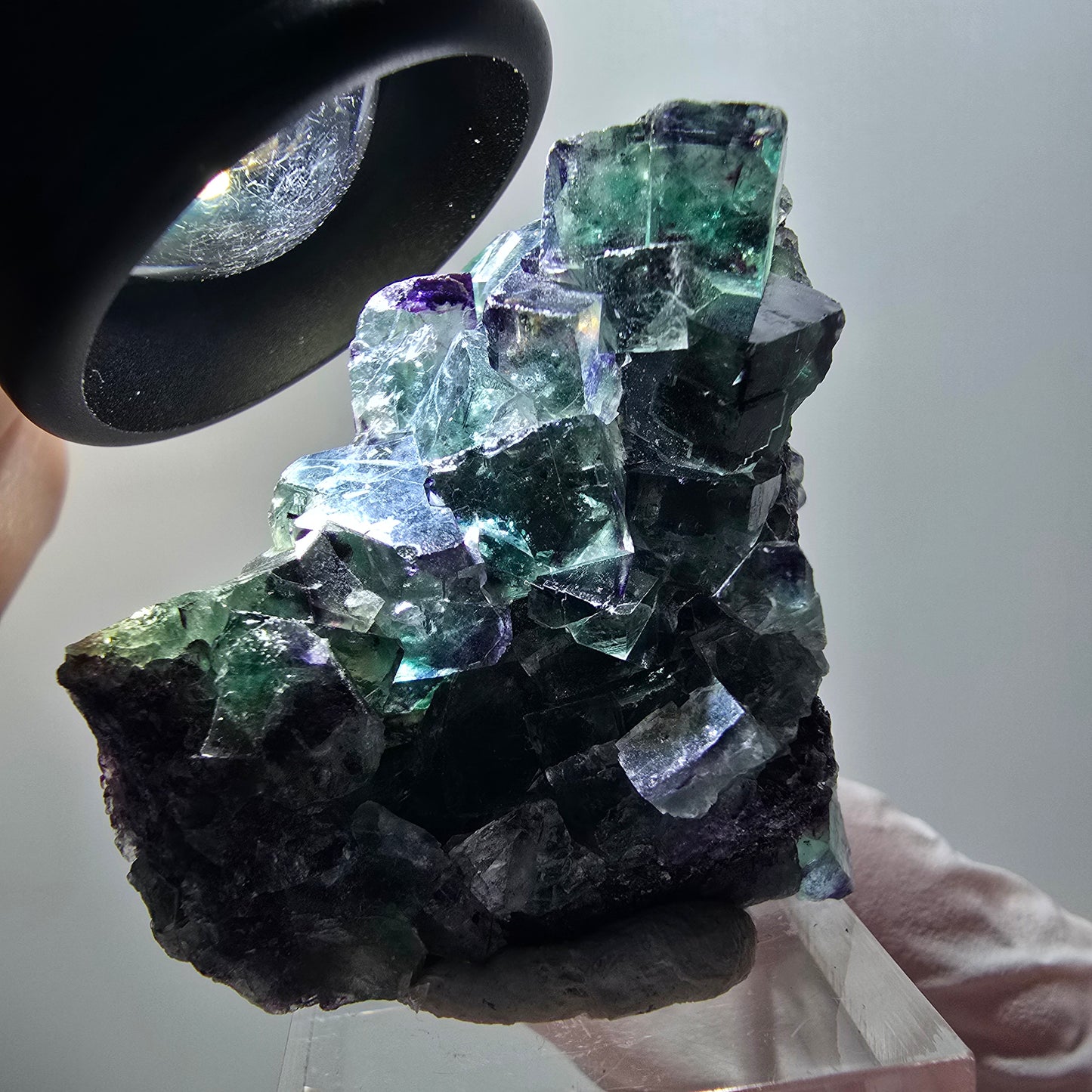 Rare spécimen de cube de fluorite fantôme, vert-violet, Okorusu, Namibie, 49*42*31 mm #11878 