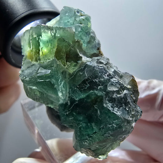 Phantom Fluorite Cube Step, green parqueted Okorusu, Namibia 49*33*24mm #11879 