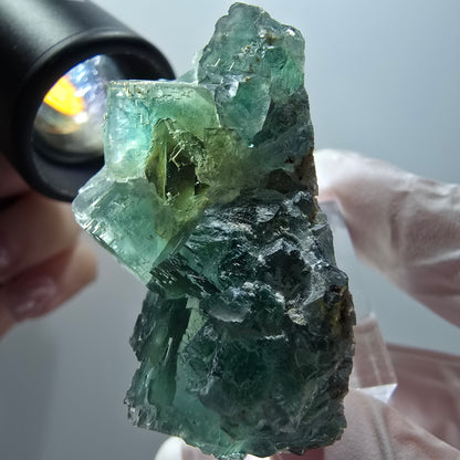 Cube de marche en fluorite Phantom, parquet vert Okorusu, Namibie 49*33*24mm #11879 