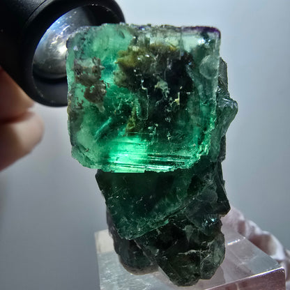 Cube d'escalier en fluorite Phantom, parquet vert Okorusu, Namibie 39*36*27mm #11880 