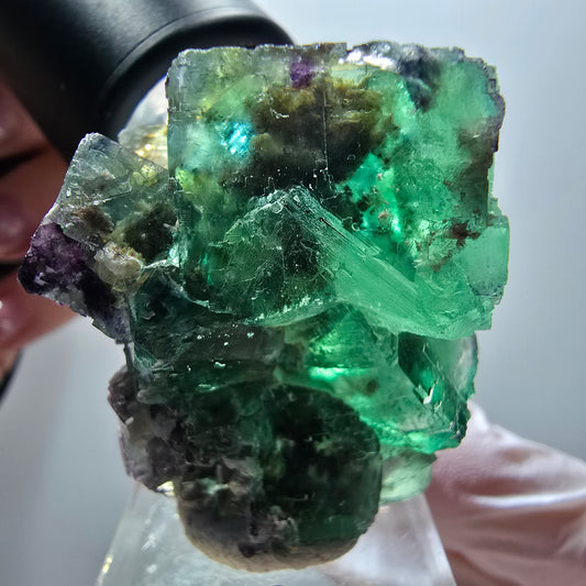 Phantom Fluorite Cube Step, green parqueted Okorusu, Namibia 39*36*27mm #11880 