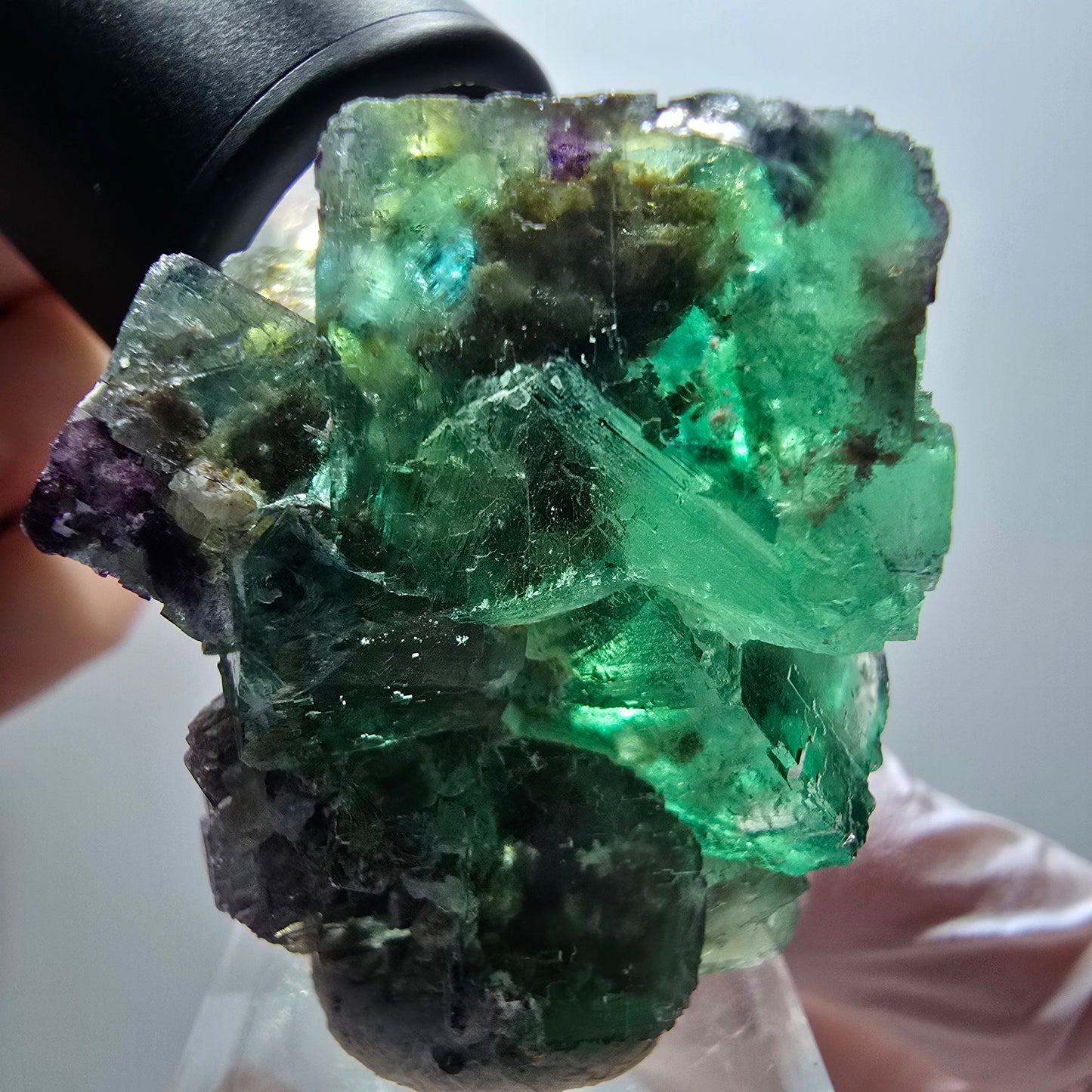 Cube d'escalier en fluorite Phantom, parquet vert Okorusu, Namibie 39*36*27mm #11880 