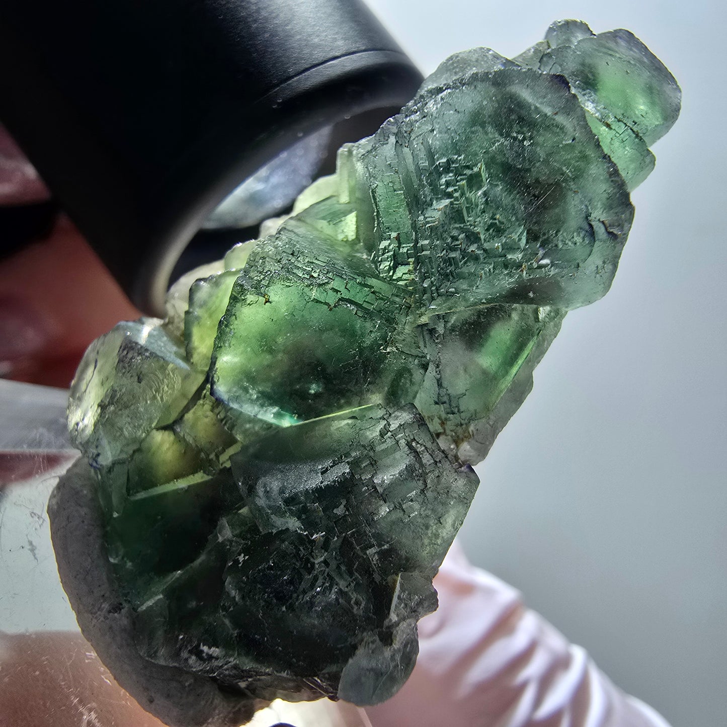 Phantom Fluorite Cube Step, green parqueted Okorusu, Namibia 44*25*14mm #11882 